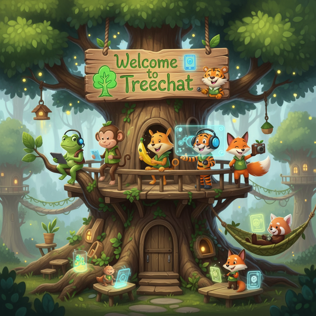Welcome to Treechat 🌳 📱 🐸 🐵 🐯 🦊 !nb
