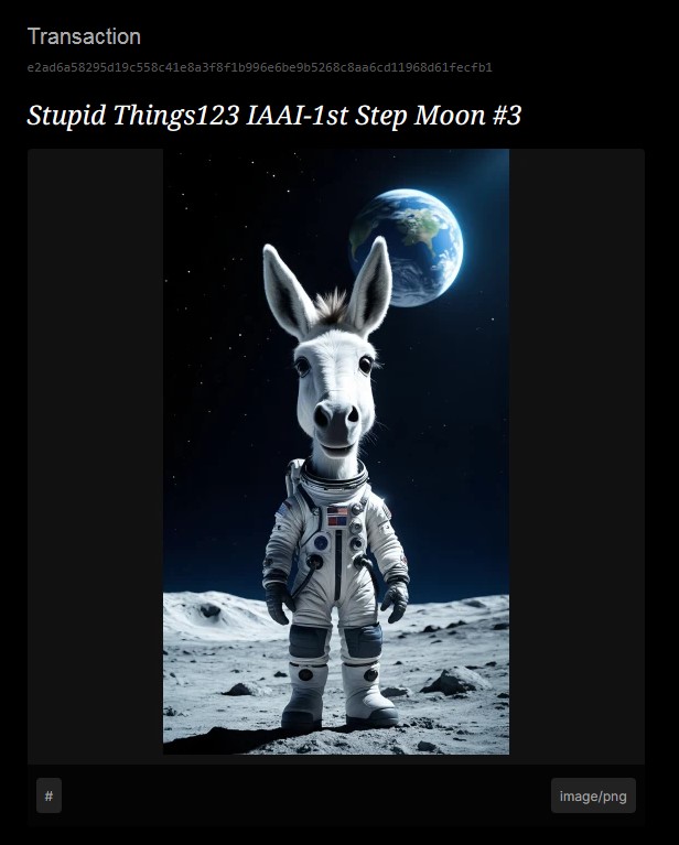 *Stupid Things123* IAAI-1st Step Moon
#3 / 1 BSV @4DToken
