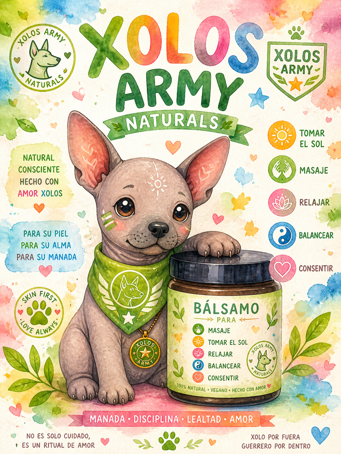 Xolos Army Naturals 🌿🐾
Cuidar también es amar.
Bálsamo para masajear, tomar el sol, relajar, balanc…