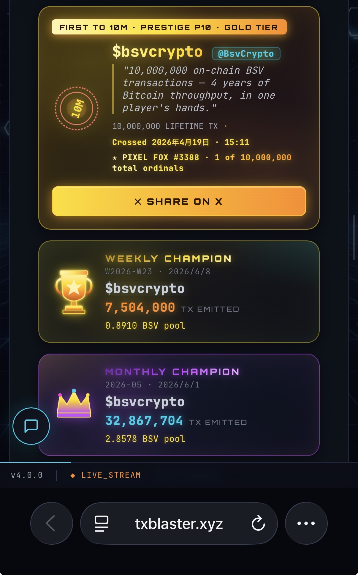 I sent the prize ordinals to @Bsvcrypto , the weekly champion this time.
Is there anyone who can be…