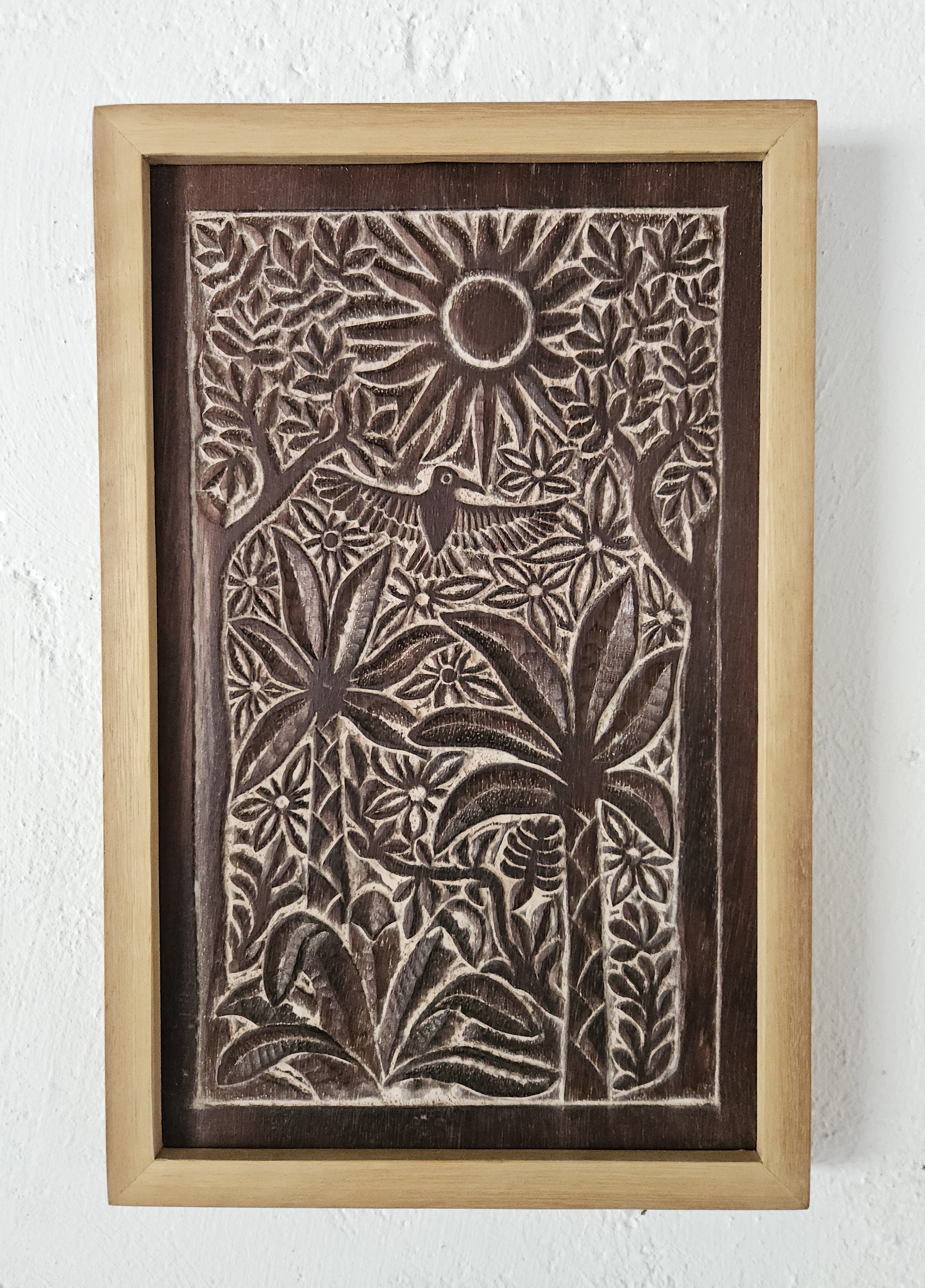 The Sun Bird
Framed woodcarving (Limited edition).
12.5 by 8 inches.
This is number 4 of 7. I will …