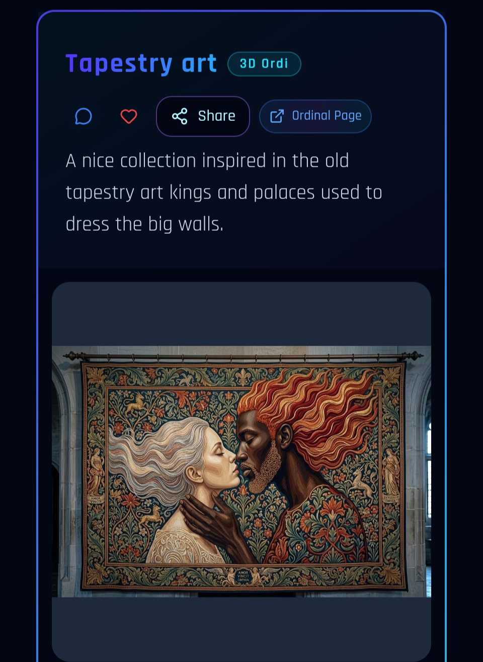 Did you see my "Tapestry art** collection?
7 of 8 pieces available.
@Bsvcrypto @3dordi @metamitya @…