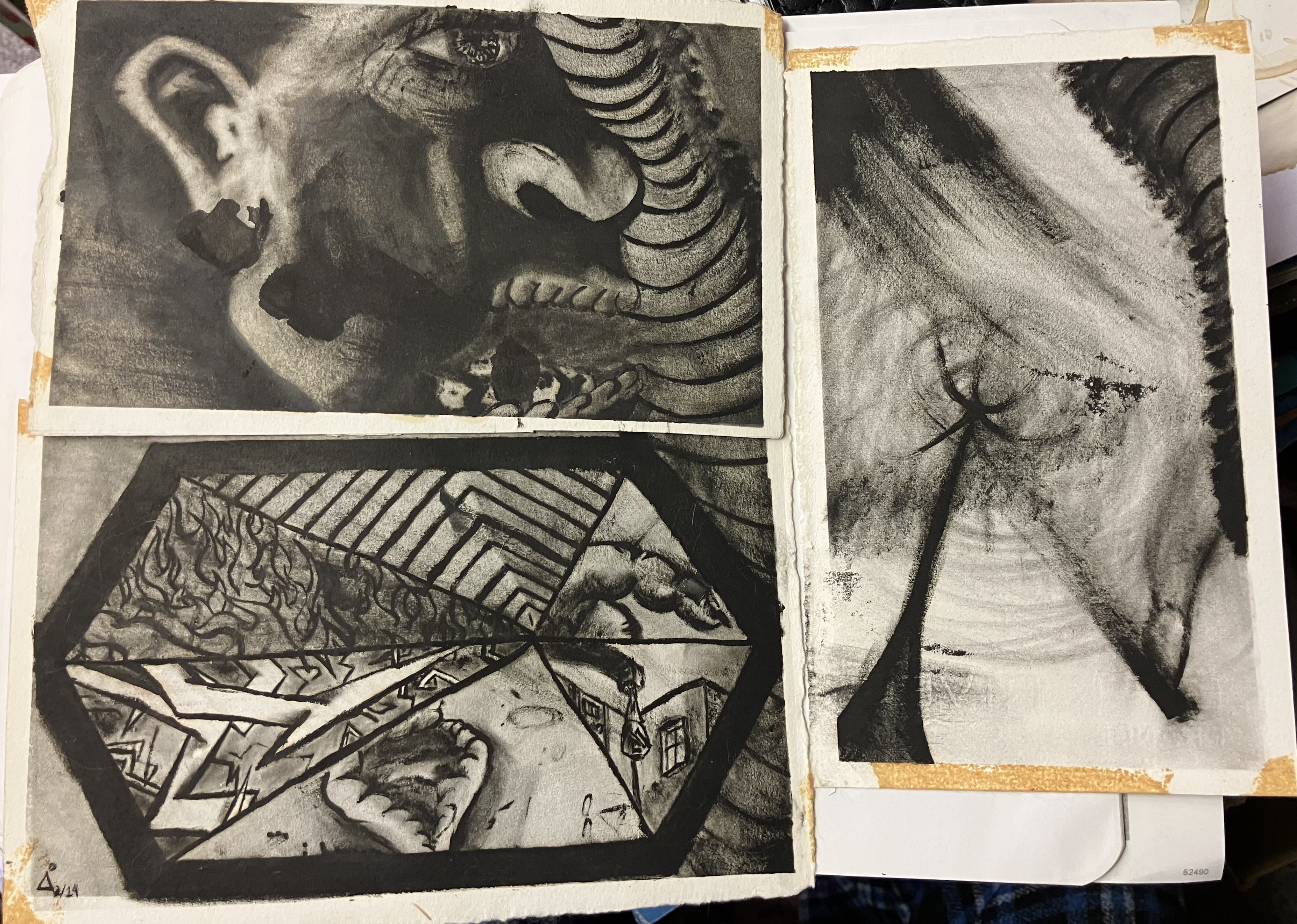 Triptych, ArsTruly.  Oil on paper.