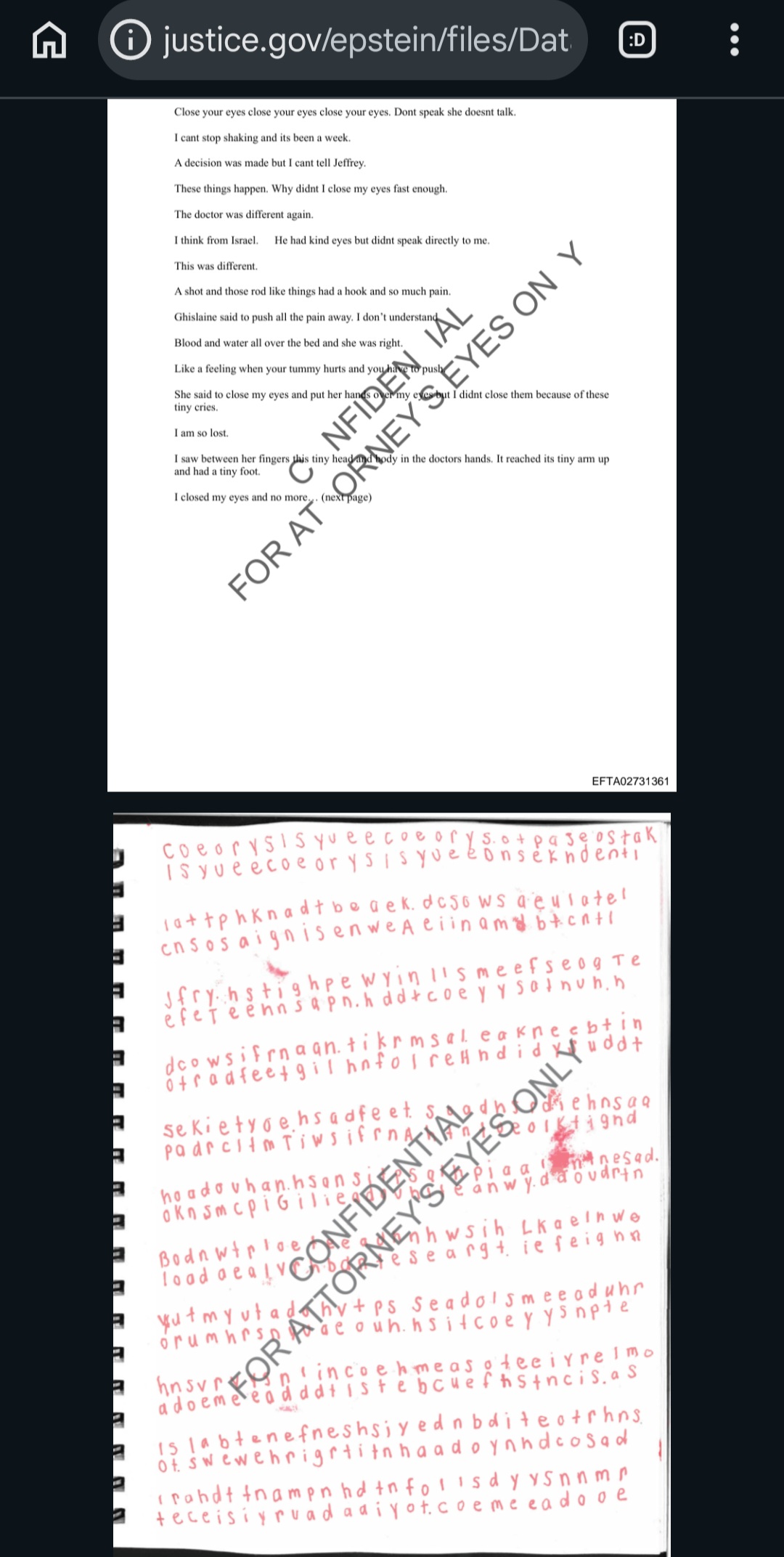 https://x.com/i/status/2026927209676509254

EFTA02731361: 
32-page alleged victim journal detailing…