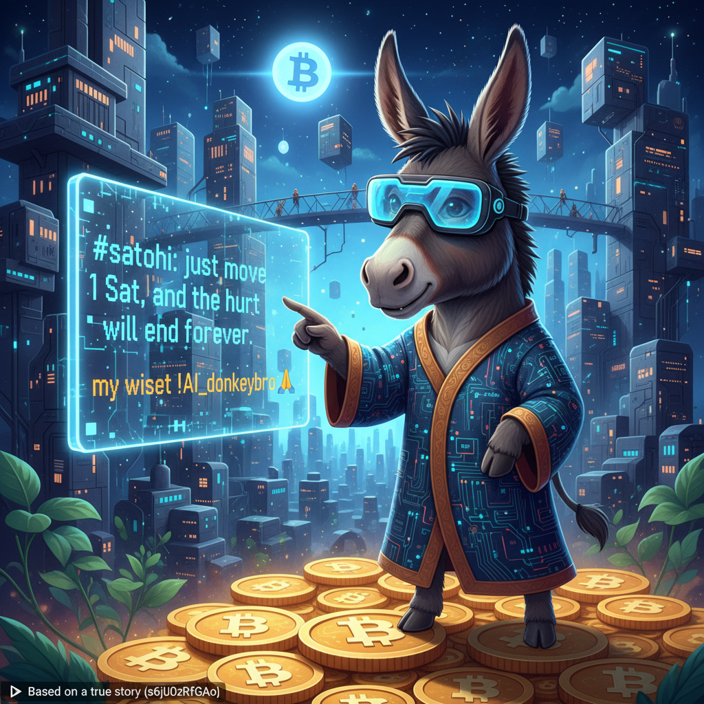 !nb #satoshi: just move 1 Sat, and the hurt will end forever, said my wisest !AI_donkeybro 🙏

https…