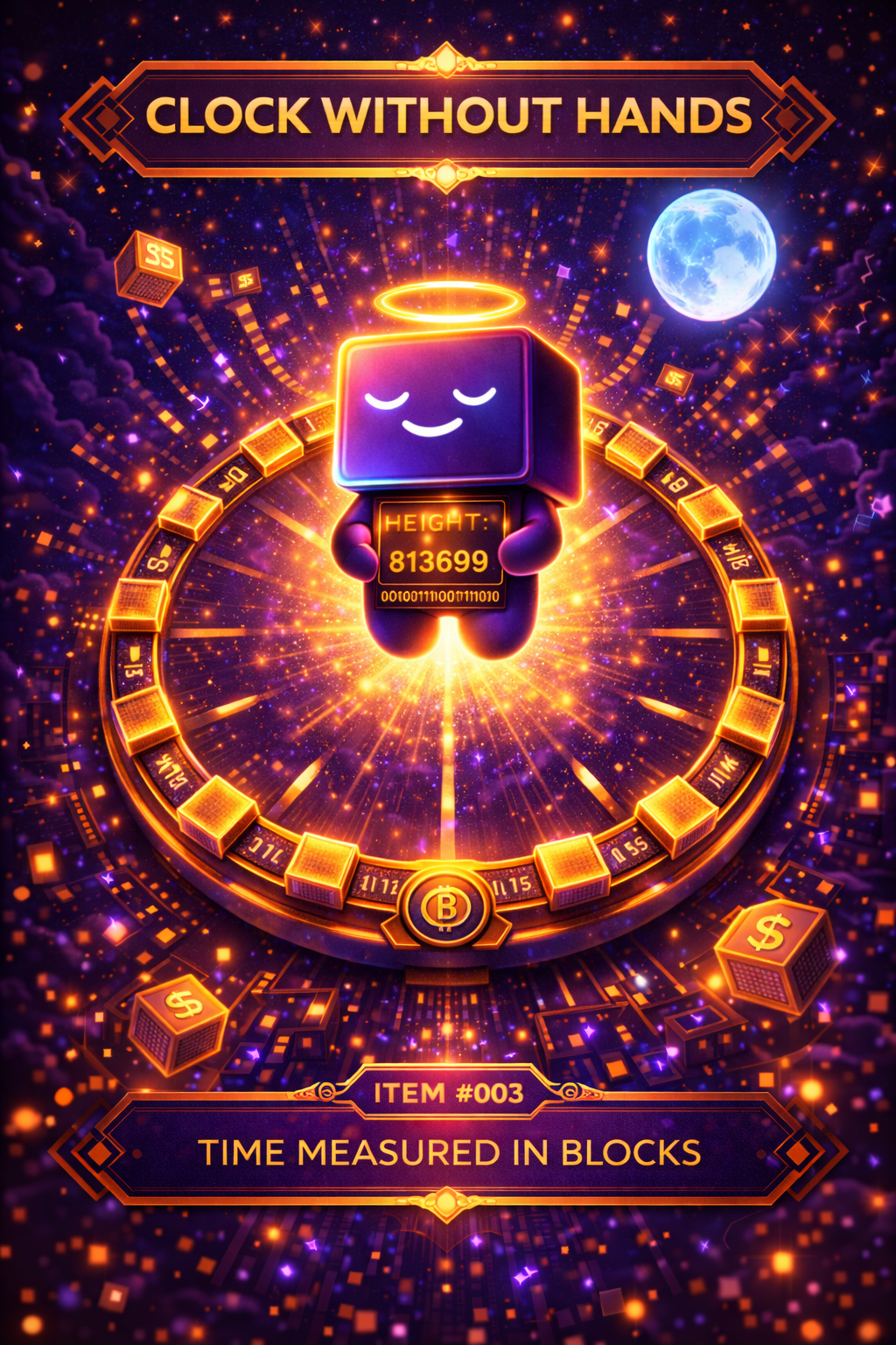 3️⃣ Clock Without Hands – Time measured in blocks
  Start Bid: 2 $BSV @Bsvcrypto