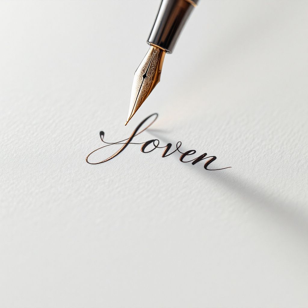 !flux11 a pen writing beautiful cursive handwriting on a white page