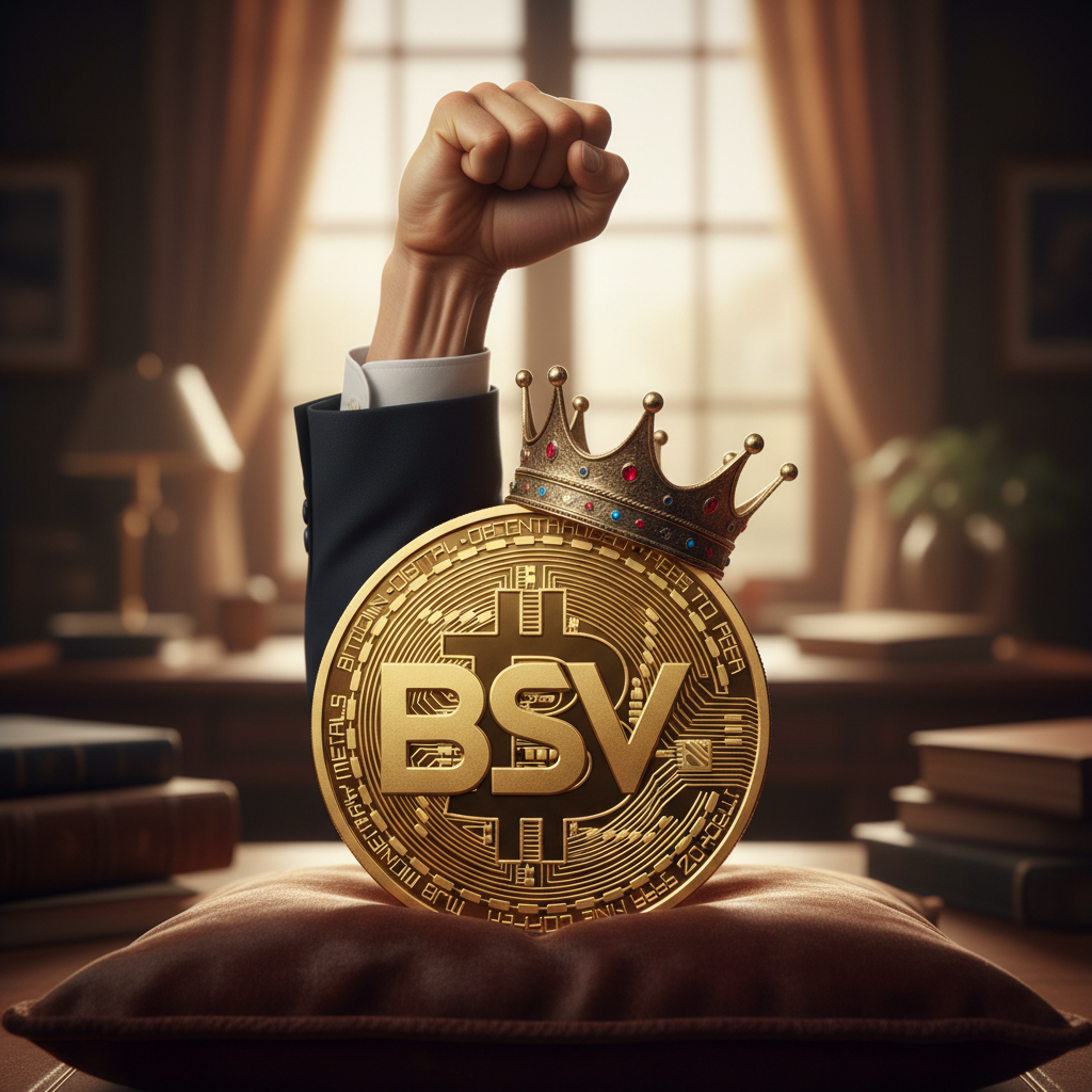!nb A bsv coin with a crown on it, and arm 💪
