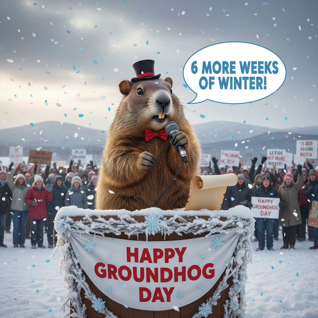 !nb Punxsutawney Phil says 6 more weeks of winter. 
Happy Groundhog Day