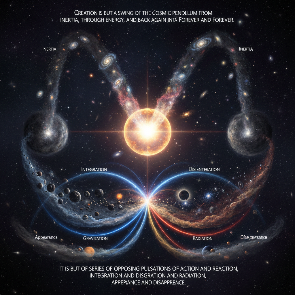 Creation is but a swing of the cosmic pendulum from inertia, through energy, and back again to iner…
