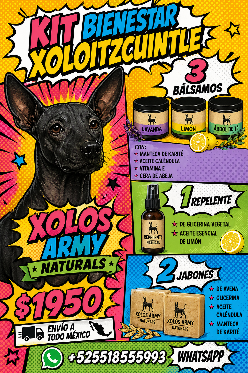 ✨🐾 Dale a tu #Xoloitzcuintle el cuidado que merece con el Kit Bienestar de Xolos Army Naturals 🖤
In…
