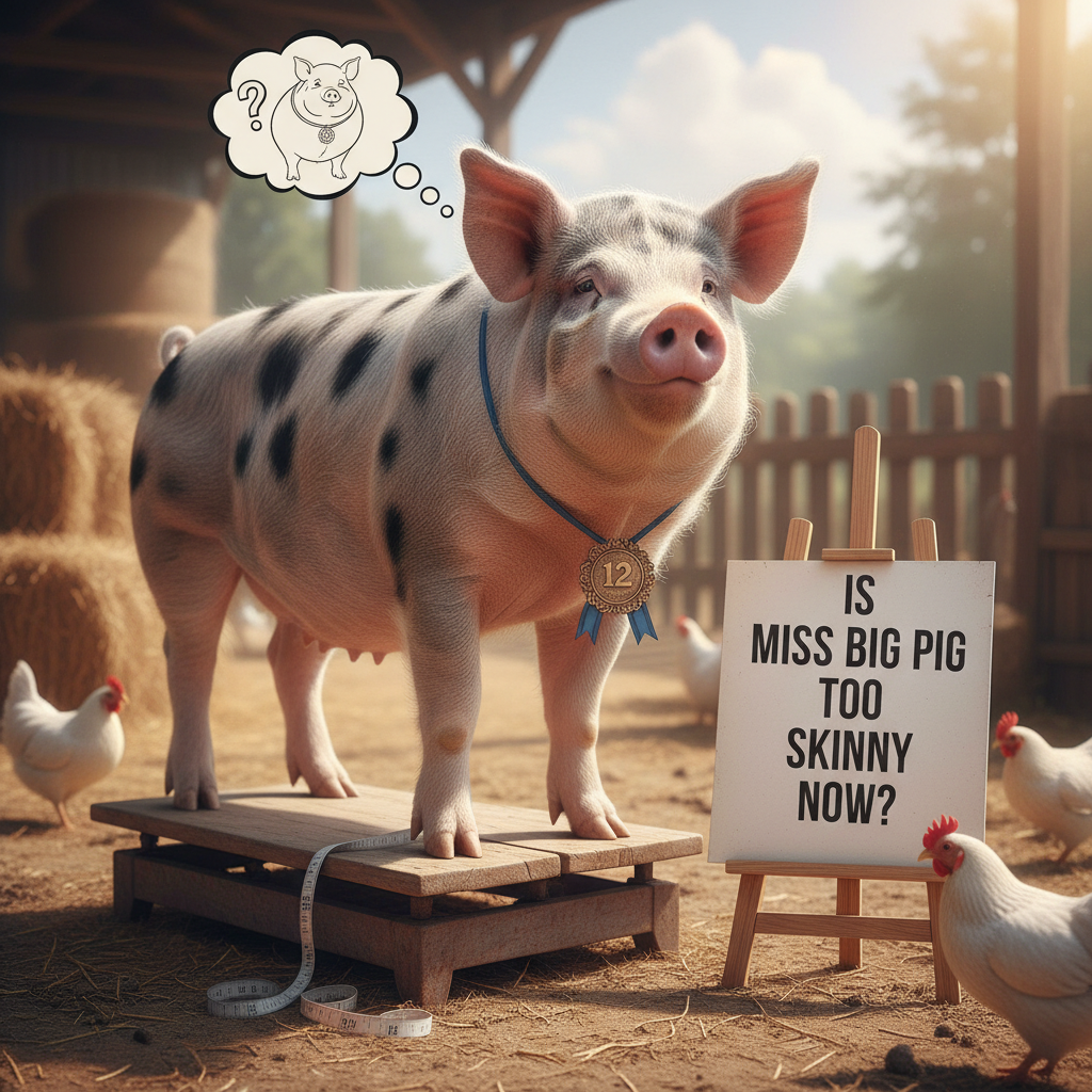 Is Miss Big Pig too skinny now, after losing extra weight on her 12 week no junk food diet? !nb