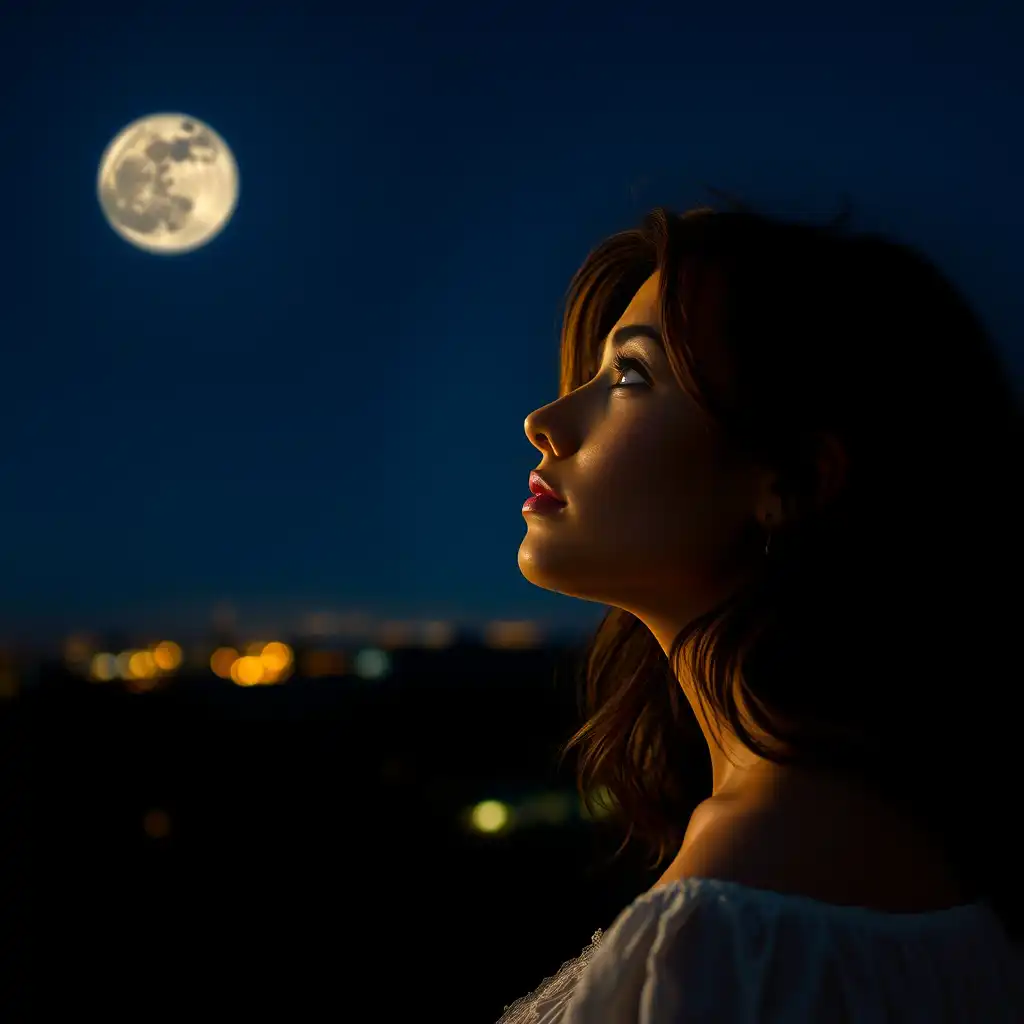 Woman and the moon
