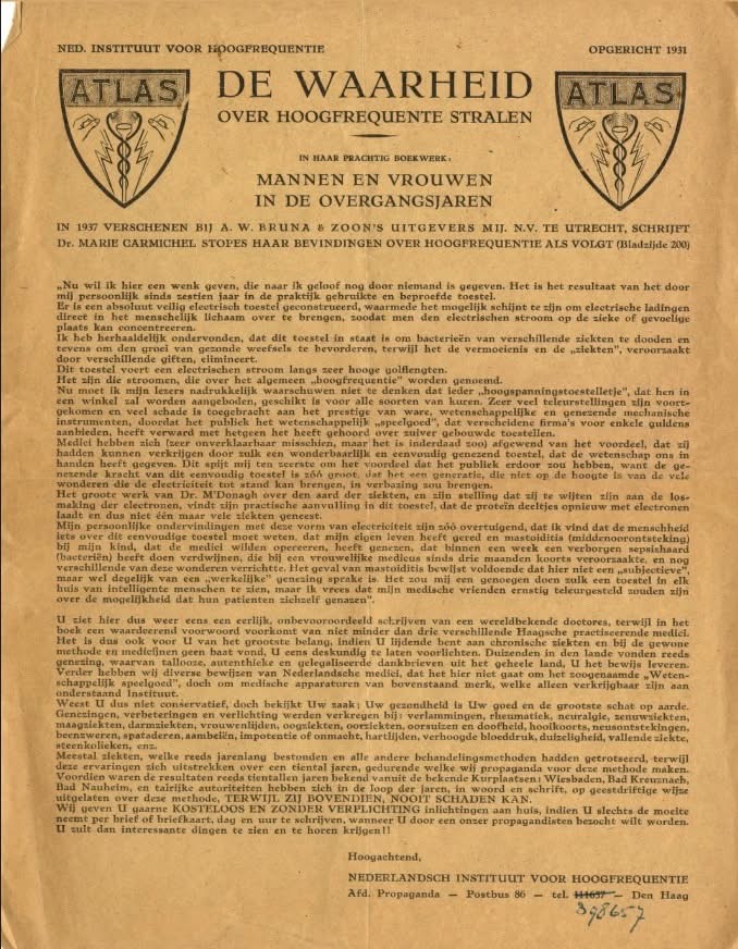 NEDERLANDSCH INSTITUUT VOOR HOOGFREQUENTIE
(Founded 1931) 
THE TRUTH
About High-Frequency Rays
In i…