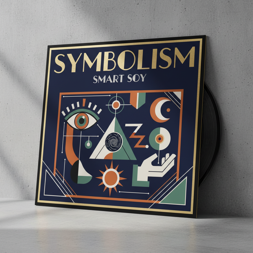 !nb A RECORDCOVER WITH THE TITEL 'SYMBOLISM' AND ARTISTNAME 'SMART SOY'. BE CREATIVE, MAKE IT ART A…