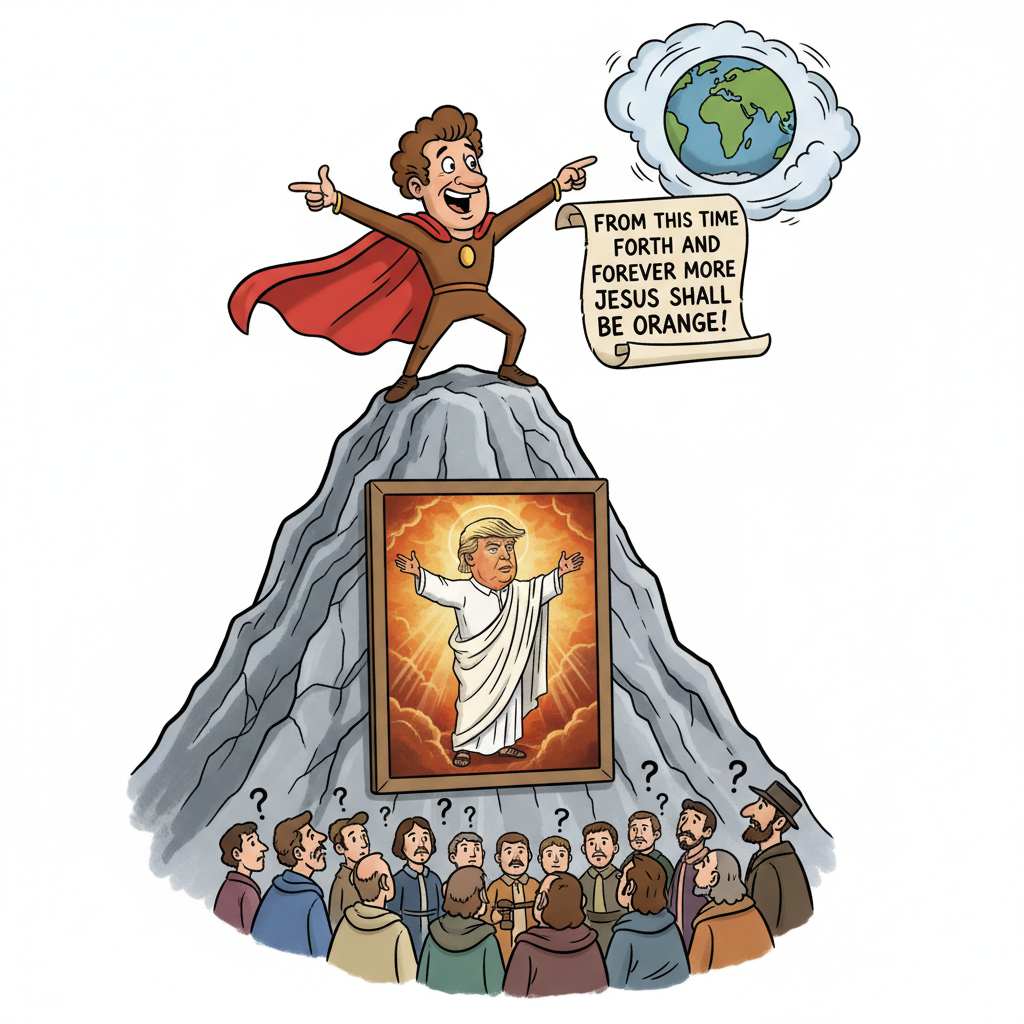 !nb cartoon man stands up to proclaim to the world that “from this time forth and forever more Jesu…
