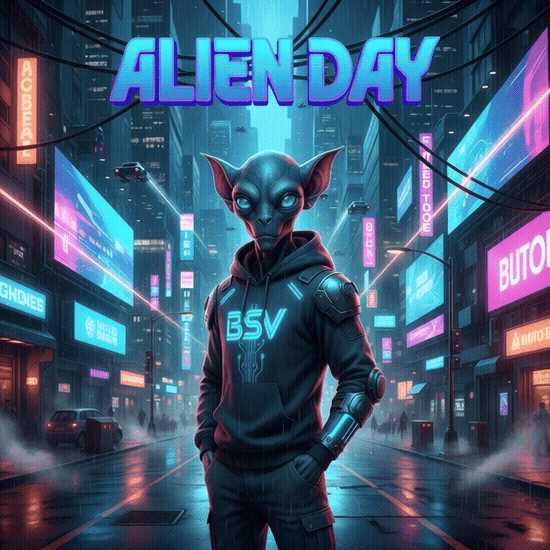 ⚡👽 Alien Day Collection 🛸⚡
Follow our alien through a neon-lit day of work, family, friends, and ce…