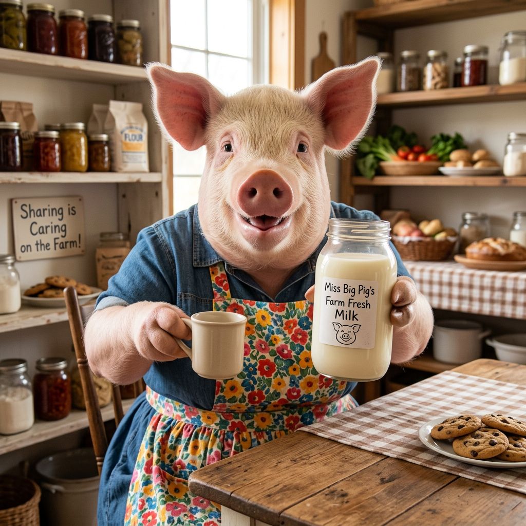 Miss Big Pig is having so much fun, she wants to share her breat milk with you. !nb