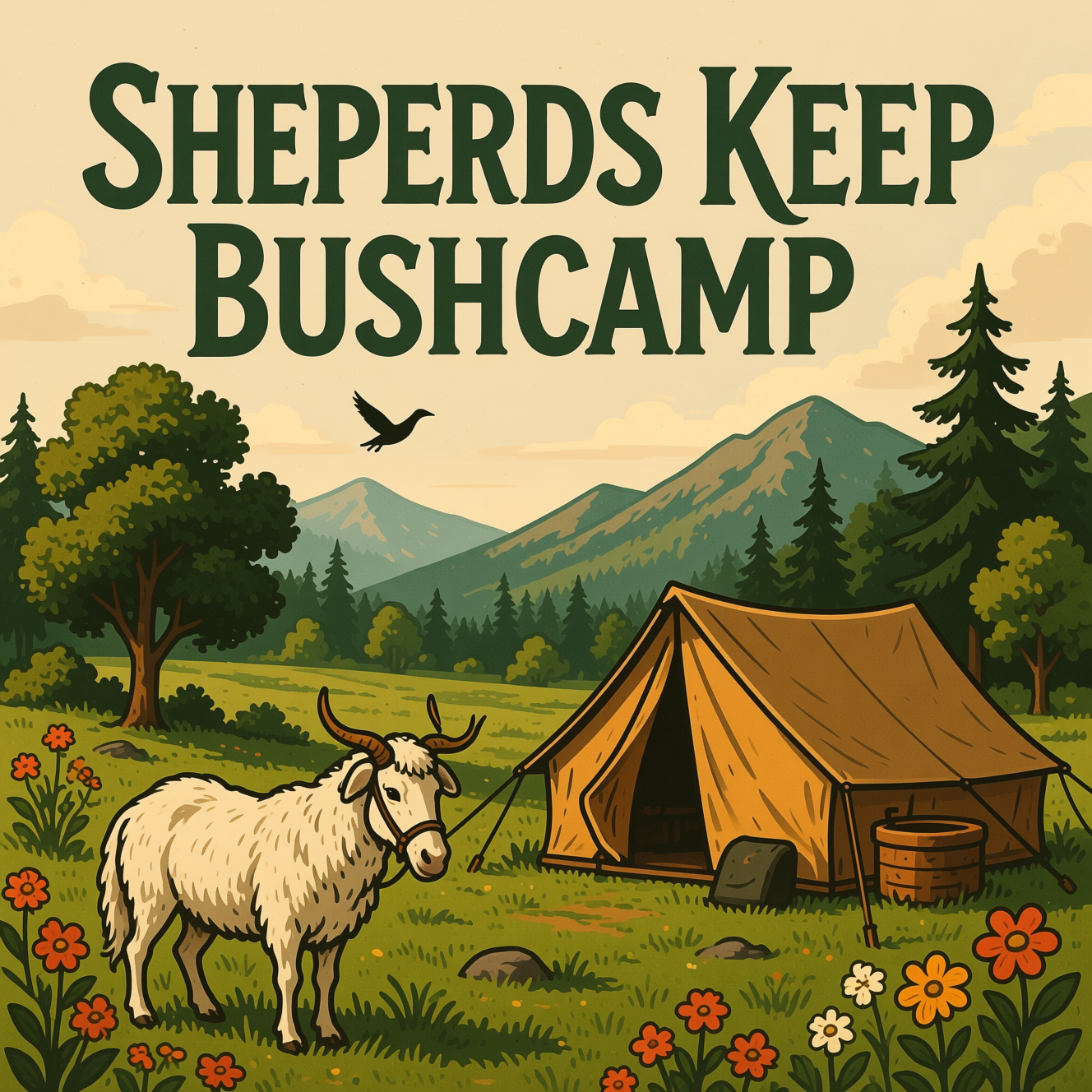 !edit_qwen change image text to Shepherds Keep Bushcamp