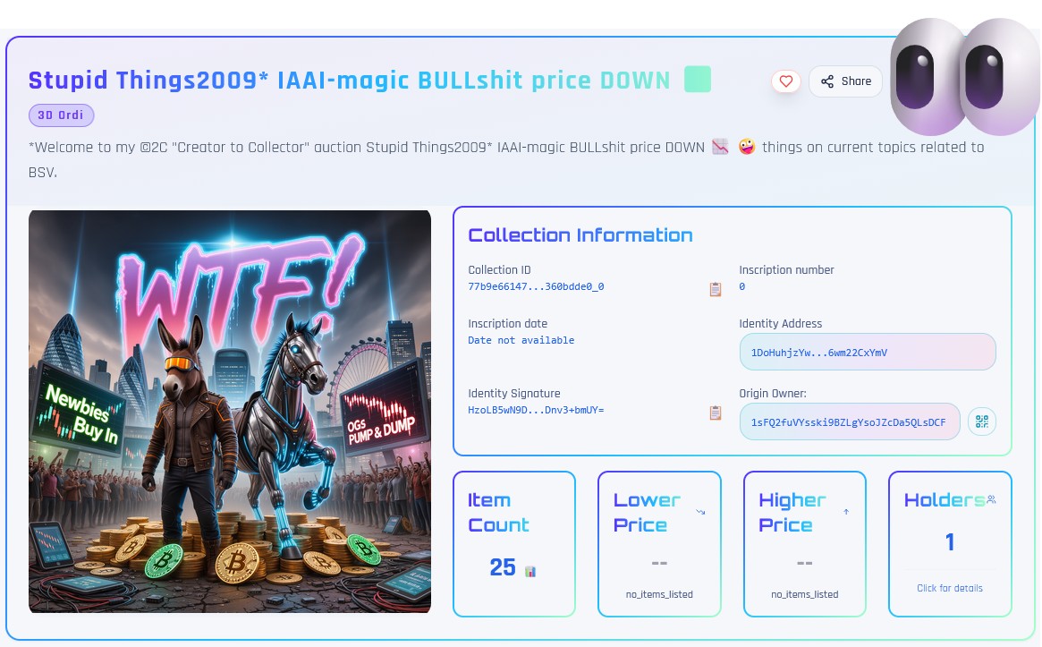 *Welcome to my ©2C "Creator to Collector" auction  
Things on current topics related to BSV 📉📉✍️   
…
