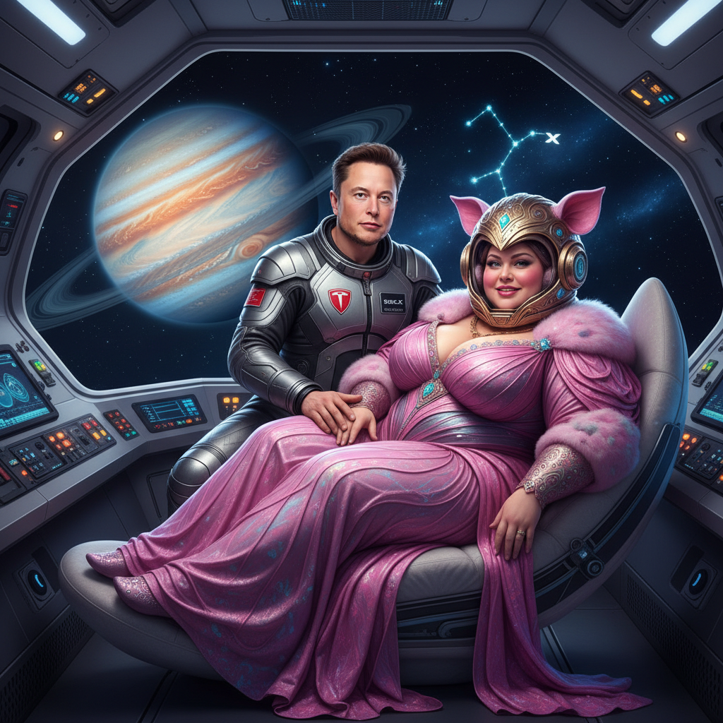 Sex goddess Miss big pig is fondled by elon musk while on long space x journey !nb