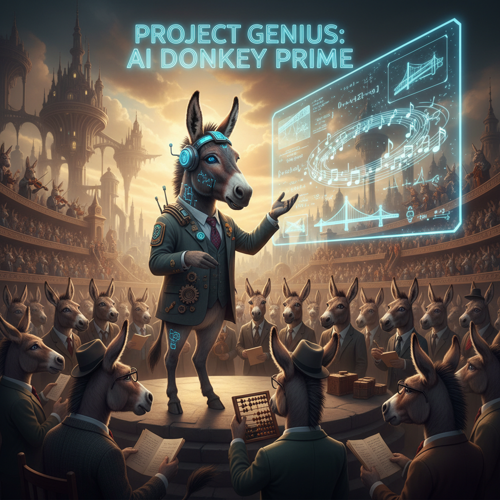 !nb In the world of donkeys, a donkey isn't allowed to be a genius. AI donkey, please prove to me w…