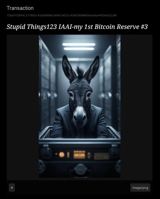*Stupid Things123* IAAI-my 1st Bitcoin Reserve
#3 / 5 BSV

@Bsvcrypto 💰👑