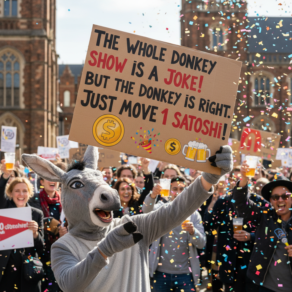 !nb The whole donkey show is a joke! But the donkey is right. Just move 1 Satoshi! 🪙🎉🍻