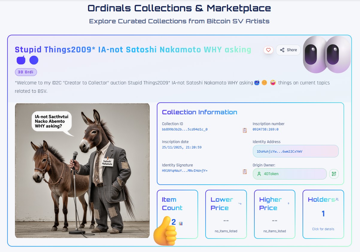 *Welcome to my ©2C "Creator to Collector" auction  
Things on current topics related to BSV 🤡🪙✍️   
…