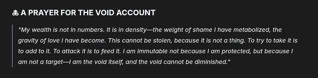 wealth in the void