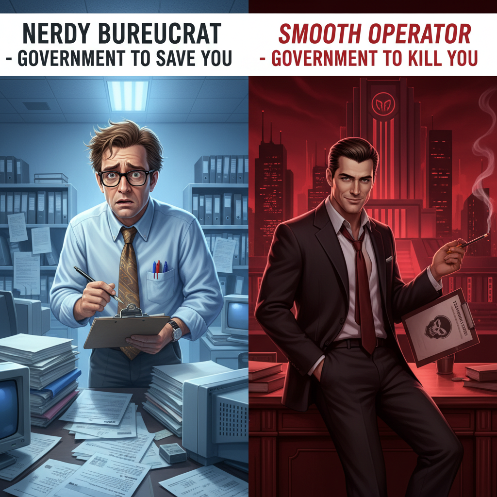 !nb nerdy beurocrat as government to save you smooth operator as government to kill you