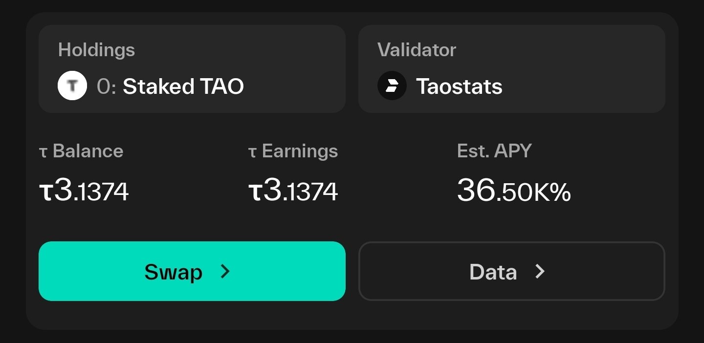 You should have 100% of your $TAO holding staked AT ALL TIMES either in SN:0 or subnets you believe…