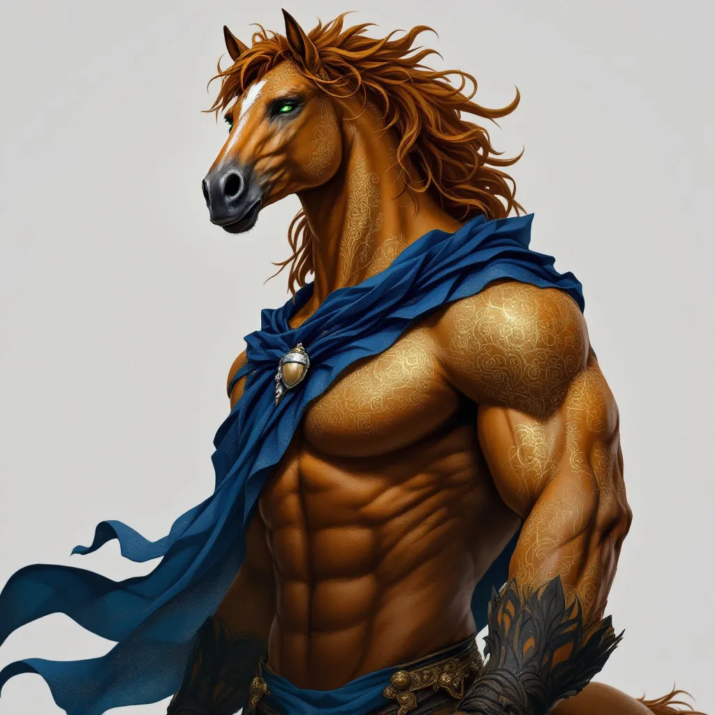 !flux11  Generate mythical creature Centaur with the upper body of a human and the lower body and l…