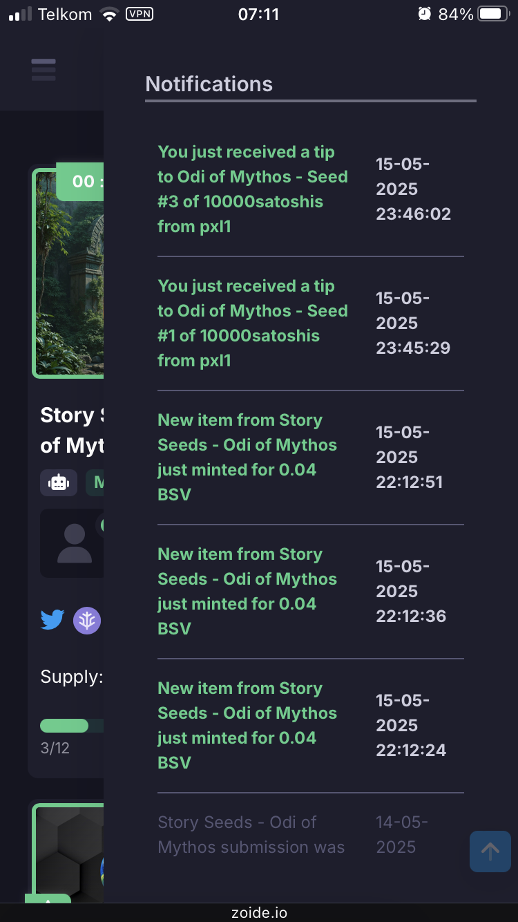 StorySeeds - Odi of Mythos minting is live [[Odi of Mythos]] Thank you @pxl272