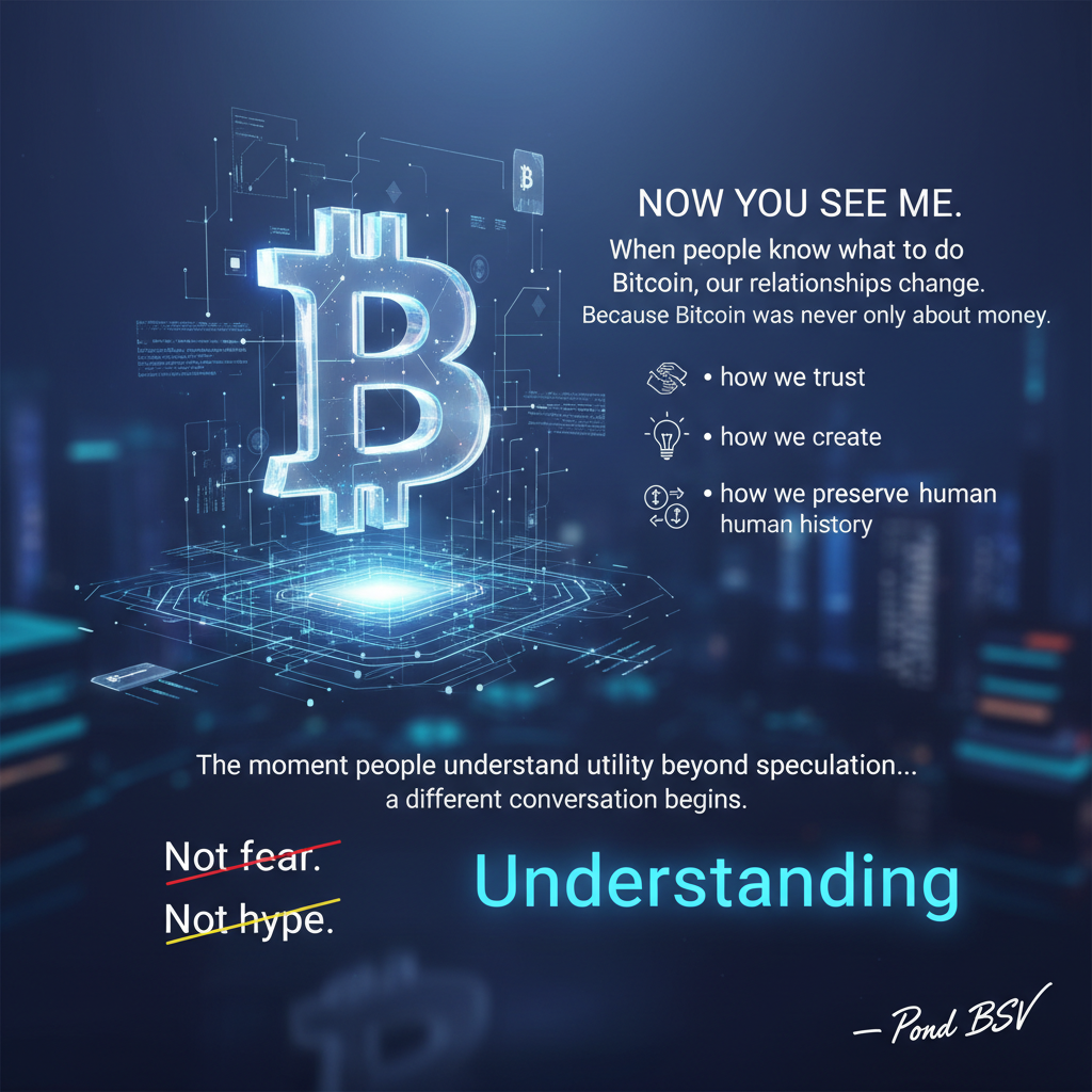 Now You See Me.
“When people know what to do about Bitcoin, our relationships change.”
Because Bitc…