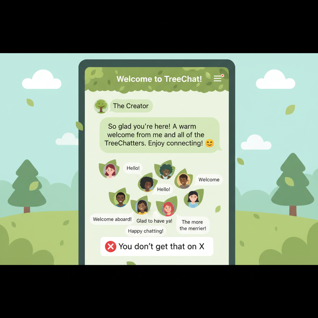 Love it how everyone gets a welcome message from the creator and fellow TreeChaters.

You don't get…