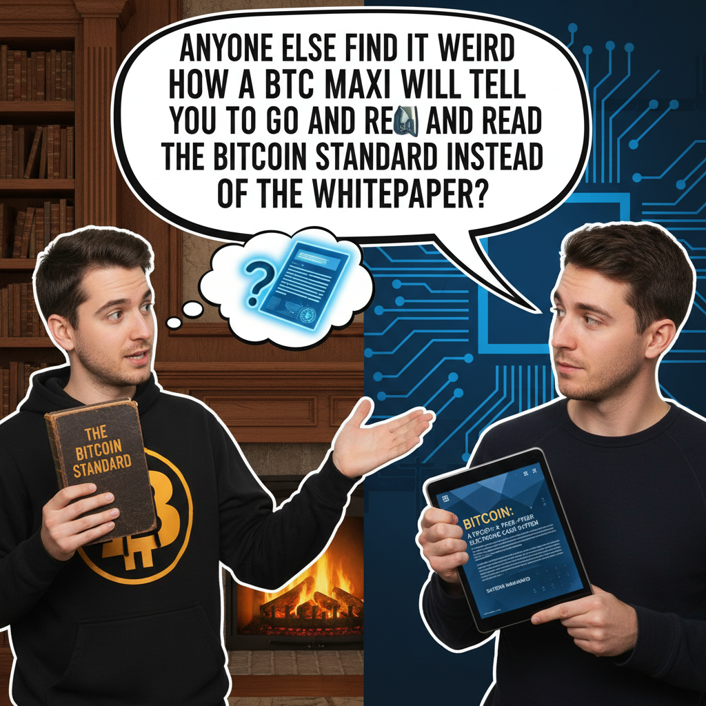 Anyone else find it weird how a BTC maxi will tell you to go and read the bitcoin standard instead …