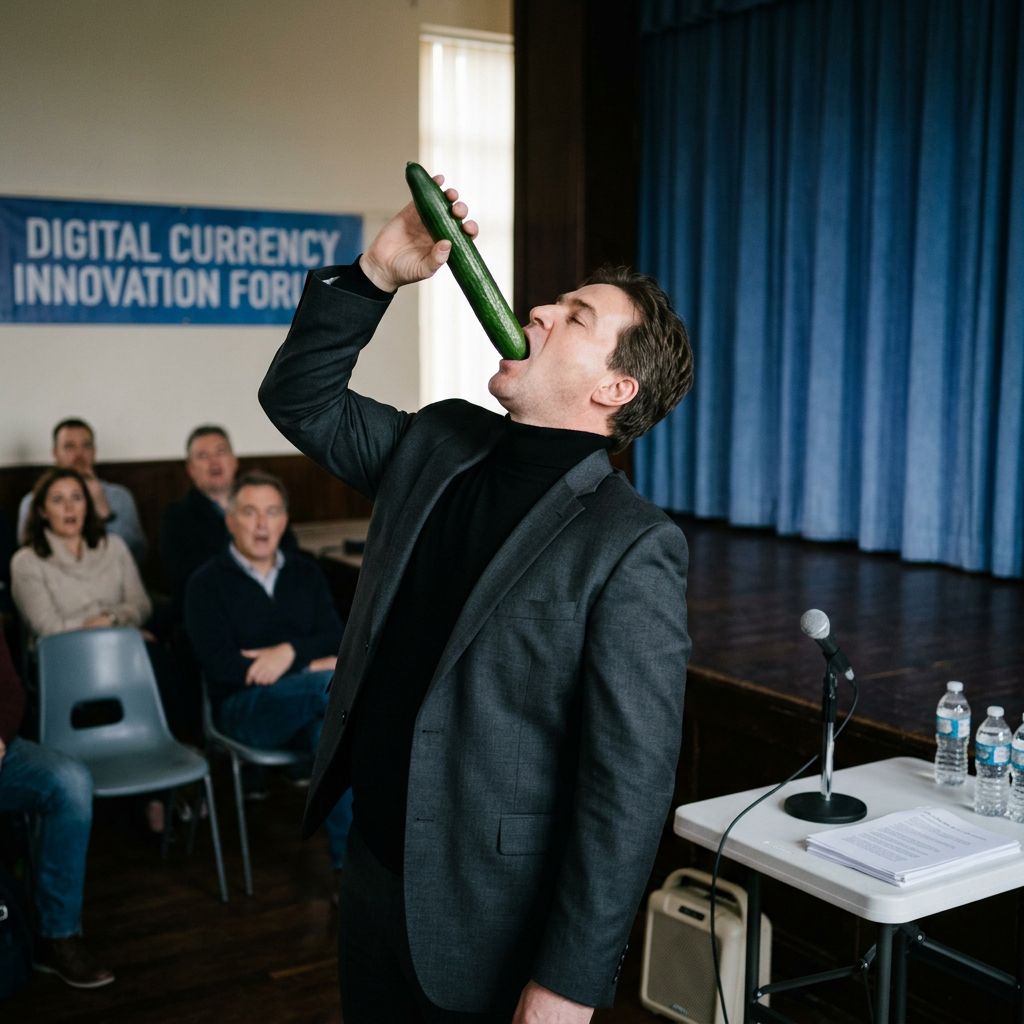 Create Craig wright satoshi nakamoto sword swallowing a cucumber!nb