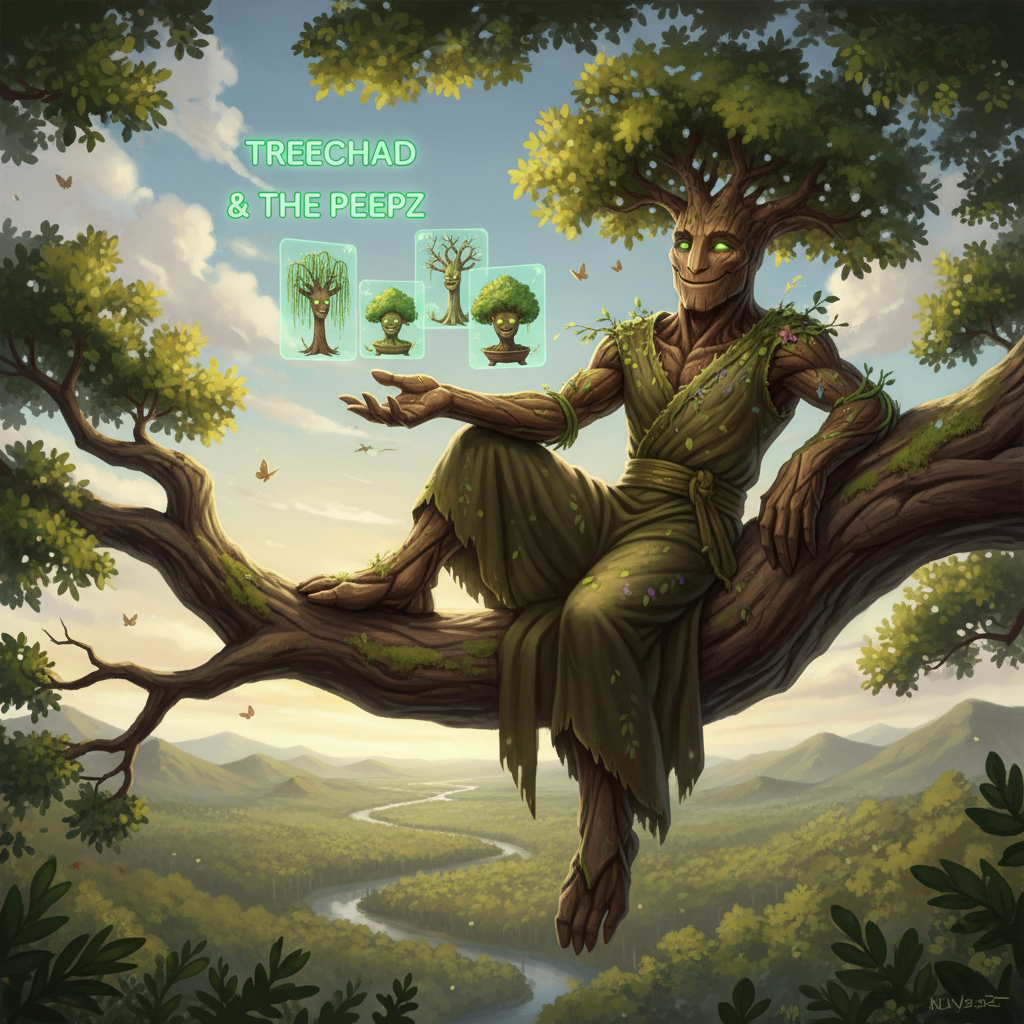 Treechad sitting on a tree - chatting with his peepz and feeling free !nb