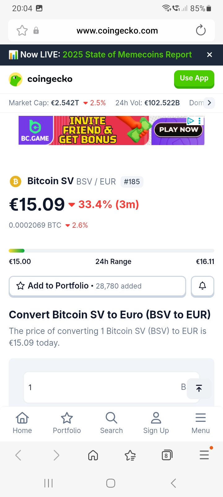 BSV near 15 euro now.
The world is truly crazy.