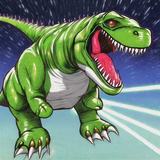 !anime t rex with lasers