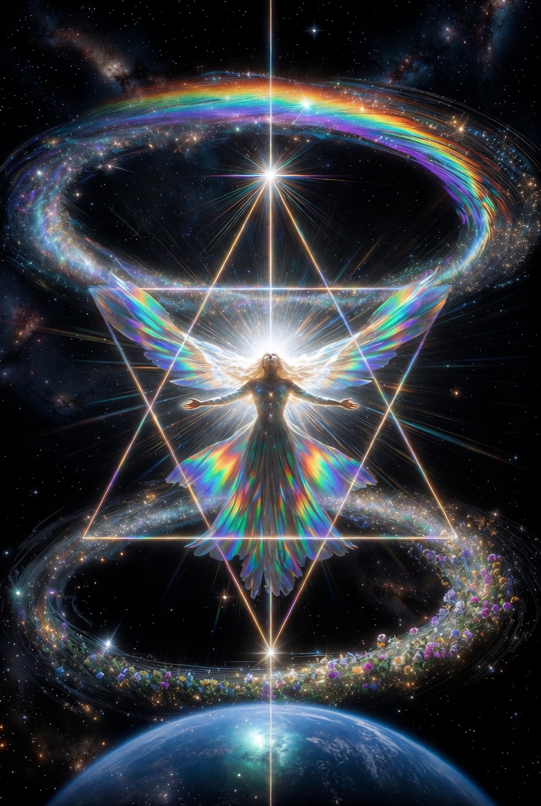 Yes, help me visualize (with the soul star at the apex of the upward point of the stellated octahed…
