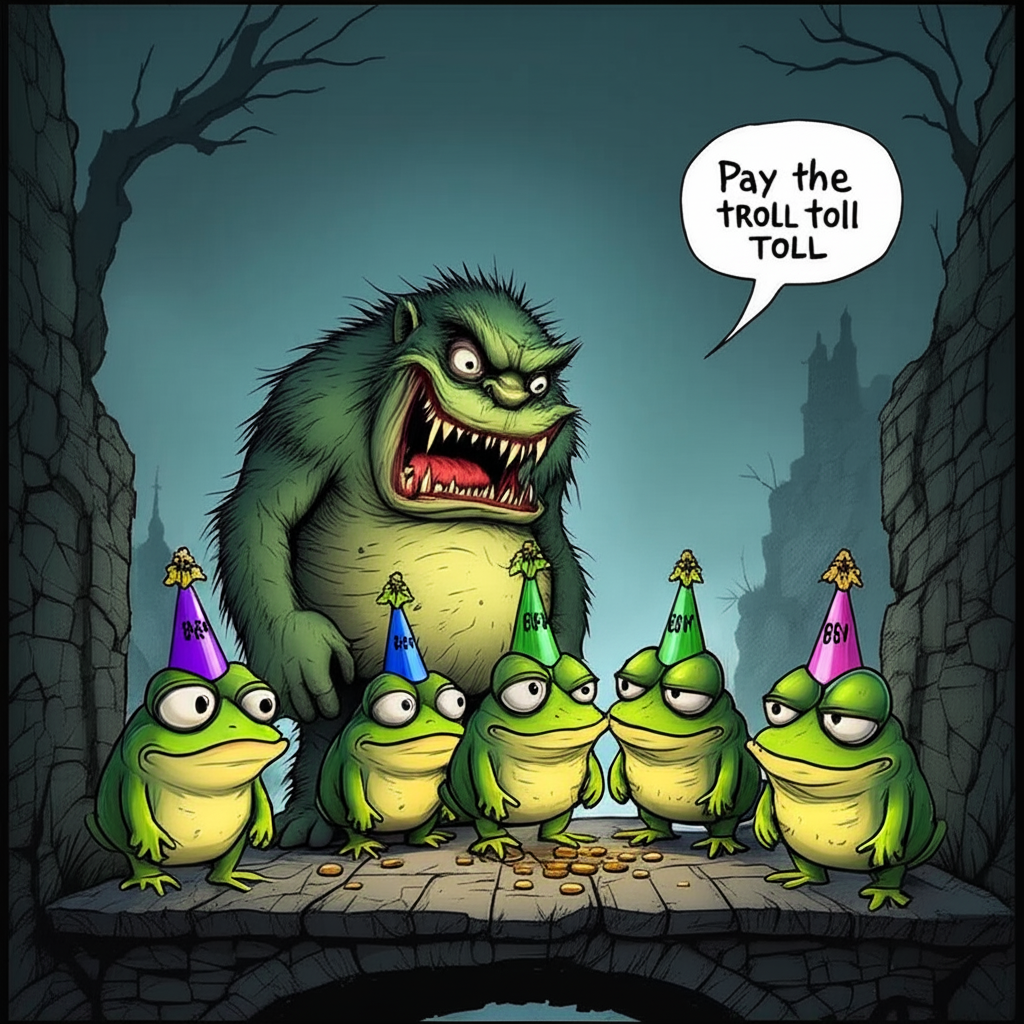 !edit add more frogs and put hats with BSV on top of their heads