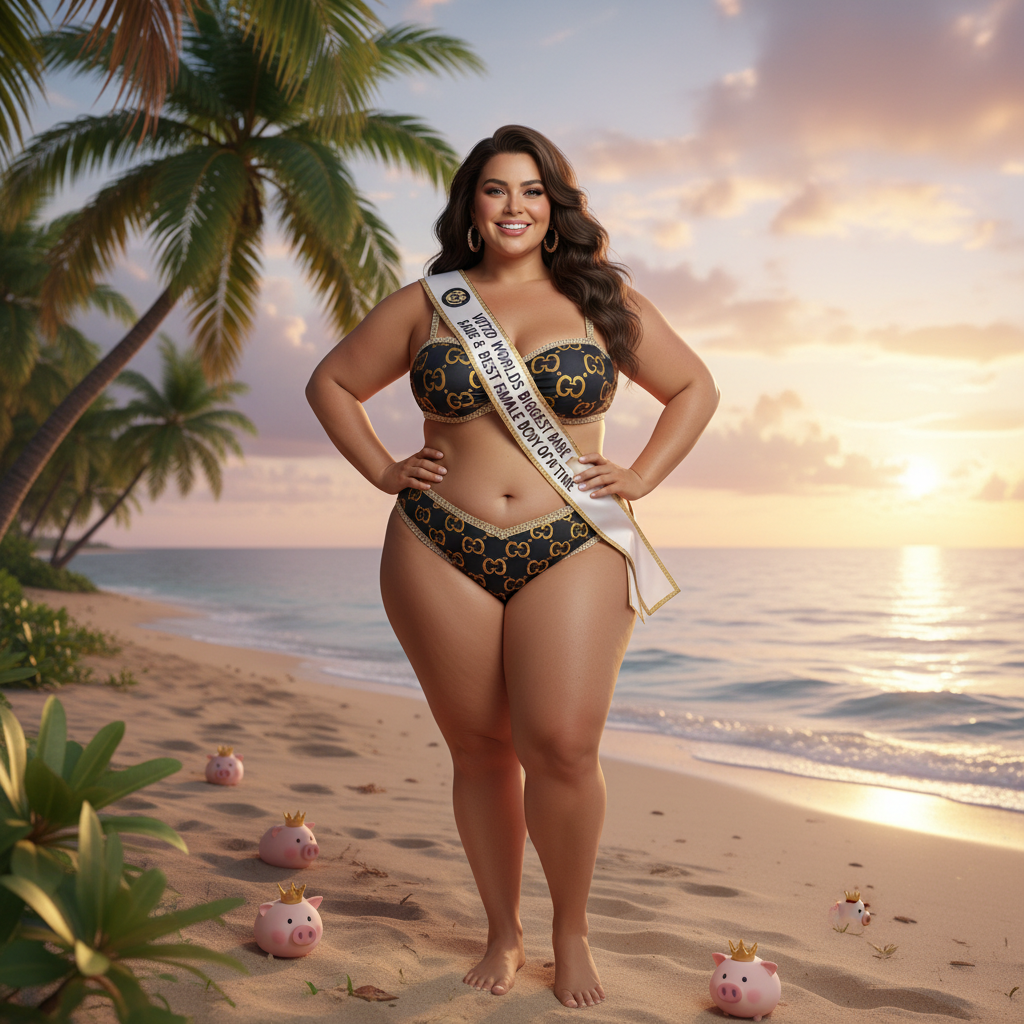 Voted worlds biggest babe and best fenale body of all tiem Miss Big Pig shows off the new line of G…