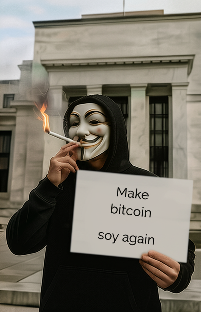 !edit make the sign say "Make bitcoin soy again"