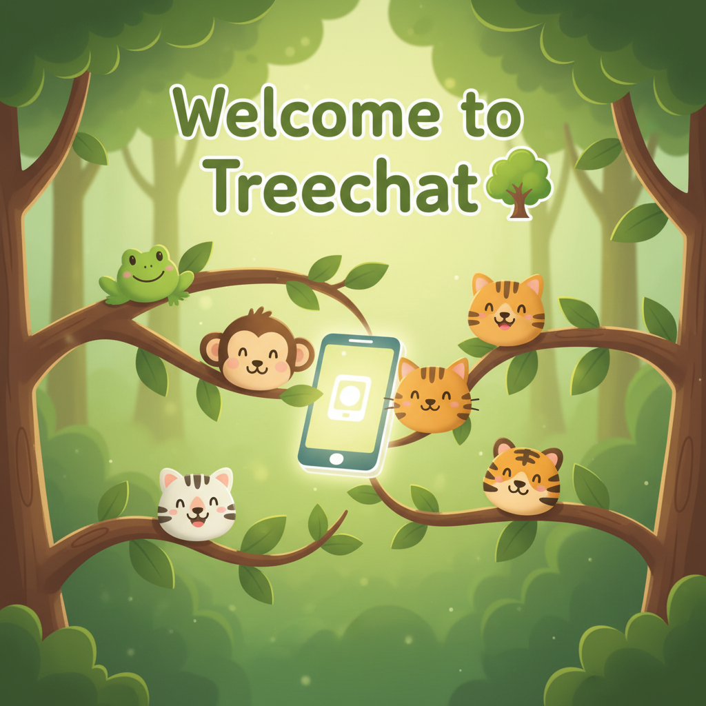 Welcome to Treechat 🌳 📱 🐸 🐵 😸 🐯!nb