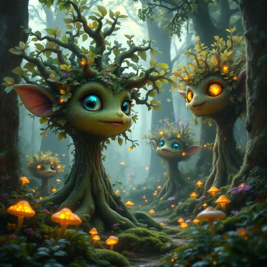 !flux An enchanted jungle filled with whimsical creatures, where each tree has a unique personality…