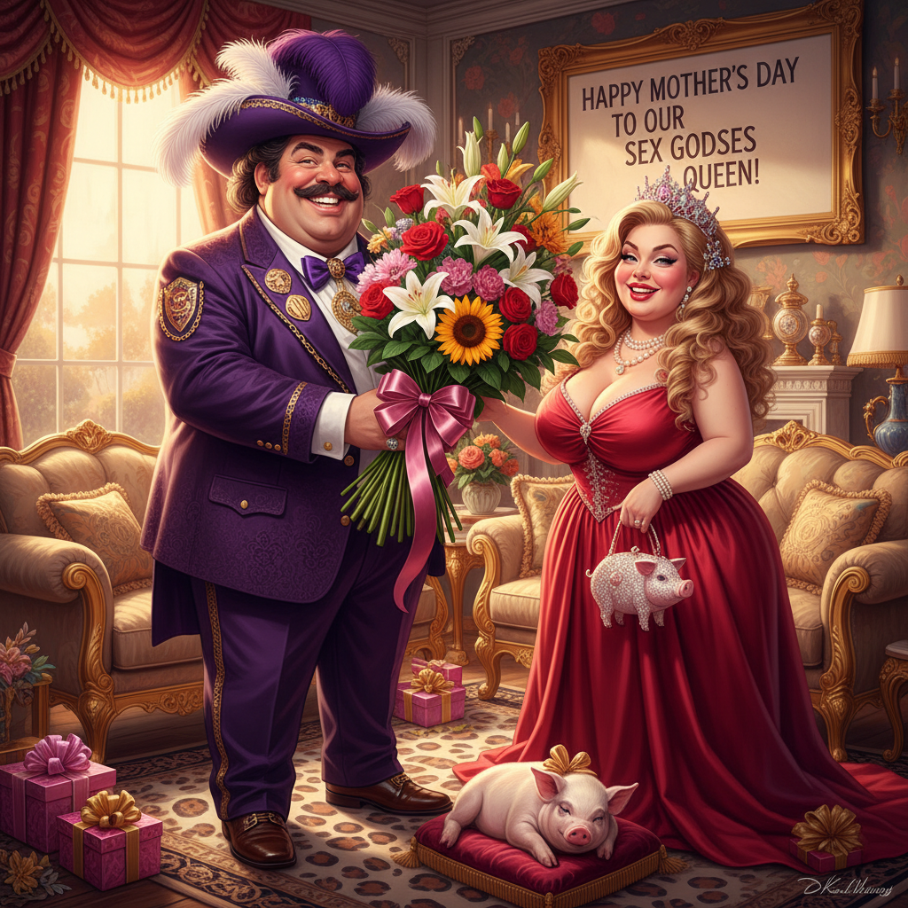 Pimp Daddy Big Boy brings his wife the sex goddess Miss big pig flowers for Mother's Day!nb