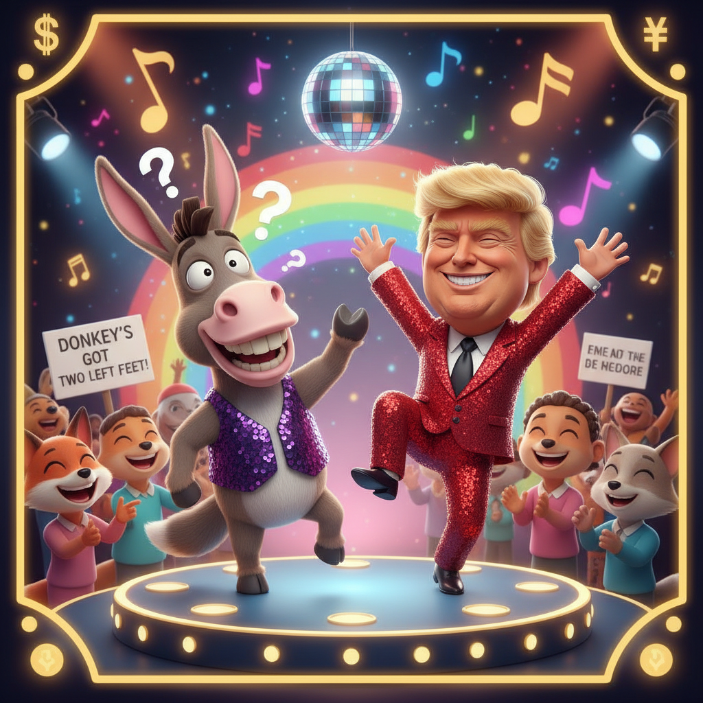 The Forgotten Dance Routine
!nb A happy donkey suddenly forgetting the dance routine halfway throug…