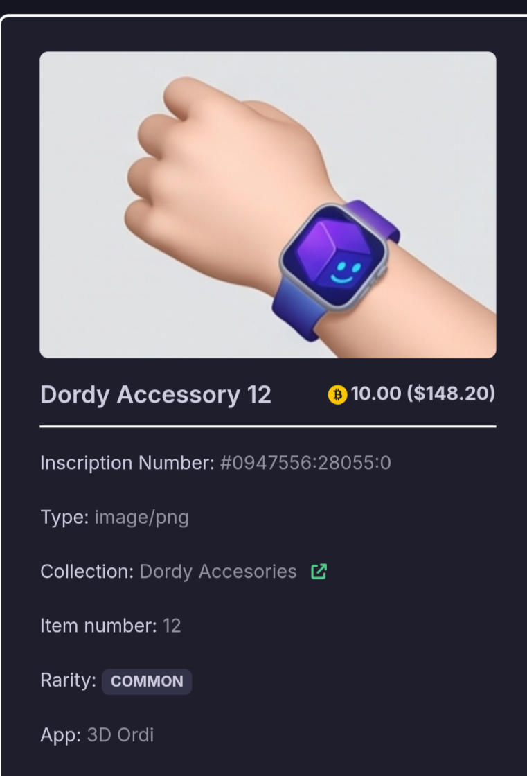 Check out this: Dordy Accessory  10 $BSV   https://zoide.io/market/inscription/201d14539f40e841cba6…